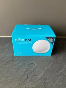 Amazon Echo Dot mit Uhr 5. Gen Smart Lautsprecher - Weiß Alexa Neu - Bild 1 von 3