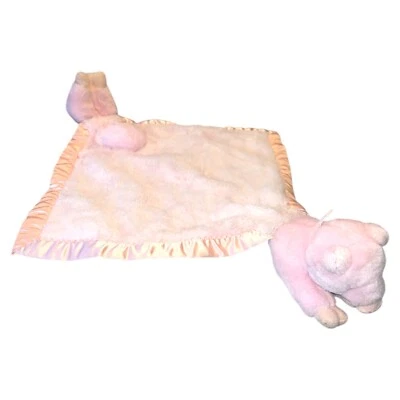 My Banky Petunia Pig Large Security Blanket Lovey Lovie Satin Trim Plush Pink - Image 1 of 4
