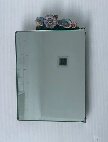 Vintage 1930's English Country Floral "Barbola" Dressing Table Mirror Easel Back Cover