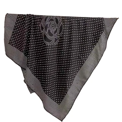 35"x35"Dots & Camellia Print30%Silk70%Wool Thin Double Side Scarf 88x88cm4-33 - Image 1 of 4