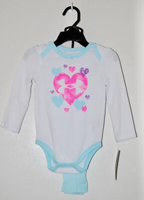 NWT Under armour Infant Girls Aqua Blue Heart Logo LS & Legging Set sz 12M - Image 1 of 4