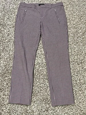 Banana Republic Sloan Pants Women’s 8 White Pink Plaid Stretch MINT - Image 1 of 4