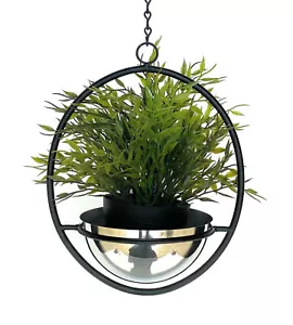 Blumenampel Innen Metall Wand Hängepflanzen 43 cm 96087 S mit Topf Silber Modern - Bild 1 von 7