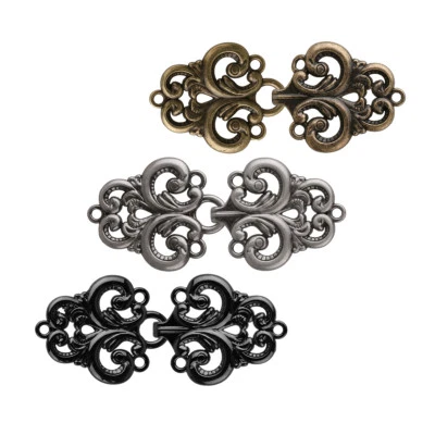 5 Set Swirl Flower Cape Cloak Clasp Fasteners Sew Hooks Eye Clip Clothing AU - Image 1 of 4