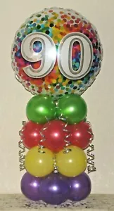 AGE 90 BIRTHDAY 90TH BALLOON DISPLAY - PARTY TABLE DECORATION - NO HELIUM NEEDED - Picture 1 of 1