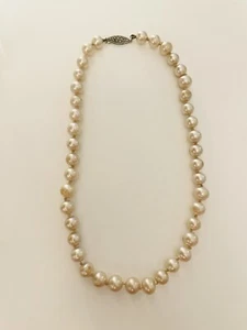 Rare - Vintage - J G - Silver Clasp - Hand Crafted - Faux Pearl Necklace - Picture 1 of 6