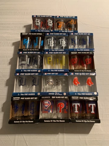 MLB Assorted Teams Set of 16oz Pint Glass Cup Mug Boelter Brands New Cover
