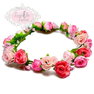 Guirnaldas vintage de flores de rosas. Diadema de fiesta bohemia boda nupcial - Imagen 1 de 20