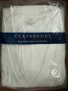 Claybrooke 3 V-Neck White Tee Shirts S Short Sleeve New Old Stock Made In USA - Picture 1 of 4