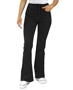 MSRP $42 Indigo Rein Juniors' Lace-Up Flared-Leg Denim Jeans Black Size 7 - Picture 1 of 1