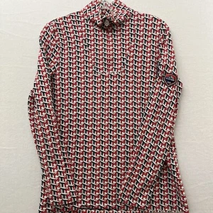 Tommy Hilfiger 1/4 Zip Pullover Damen Größe M All Over TH Logo Print - Bild 1 von 16