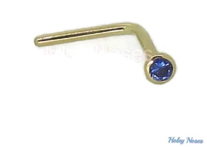 9ct Yellow Gold 1.5mm created Sapphire Nose Stud Ring Pin Bone body jewellery - Picture 1 of 6