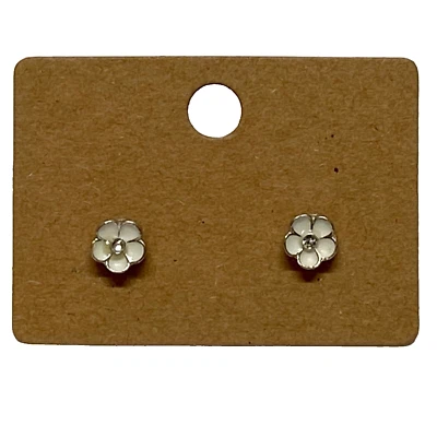 Pendientes Flor Claire's Sensitive Solution Blanco Tono Plata Tachuelas Flores Nuevos sin Etiquetas Foto 1 de 4