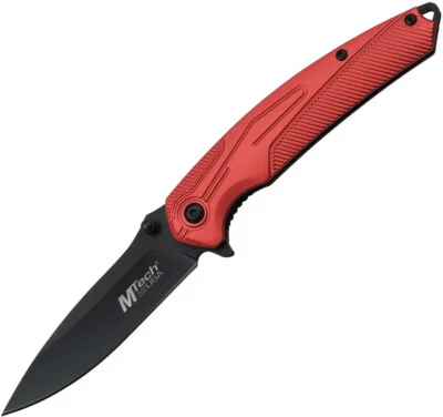 Mtech Linerlock A/O Red Aluminum Folding 3Cr13 Stainless Drop Pt Knife A1203RD - Image 1 of 4