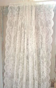 Gardine LUCIA Offwhite Spitzen Rosen 2 x 120x240  Vintage Shabby Curtain Brocant - Bild 1 von 12