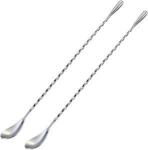 Briout Bar Spoon Cocktail Mixing Stirrers for Drink, 12-Drop Shape, Silver  - Picture 1 of 9