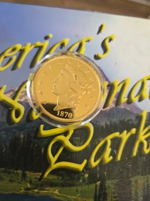 Позолоченная монета $20 голова свободы 1870-CC - Изображение 1 из 2