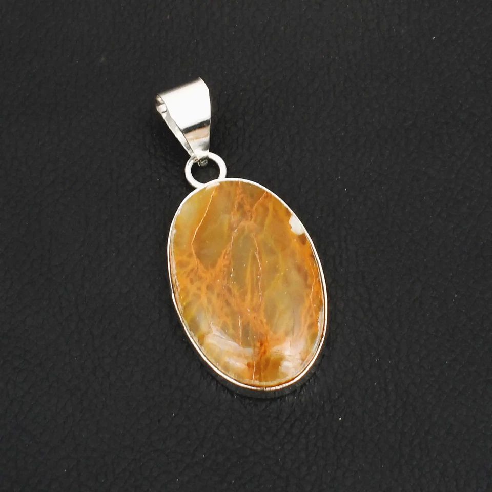 Joyería colgante hecha a mano de piedras preciosas de ágata de musgo amarillo para Navidad 2,24" AP-39443 Foto 1 de 1