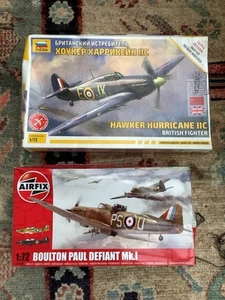 AIRFIX 1:72 BOULTON PAUL DEFIANT MK1 And ZVEZDA HAWKER HURRICANE - Picture 1 of 2