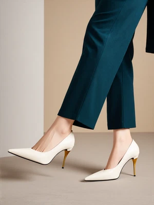 Gucci Priscilla White Leather Gold Heel Pumps Women’s Size IT 40 US 10 Italy NIB - Image 1 of 4