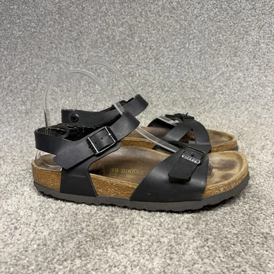 Sandálias Birkenstock Rio Feminina 8 EUA 39 UE Preto Birko Flor Slingback Conforto - Imagem 1 de 4