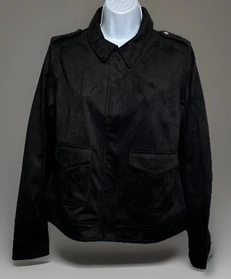 Chaqueta de moto KUT From The Kloth grande de gamuza sintética negra con cremallera a presión NUEVA Foto 1 de 4