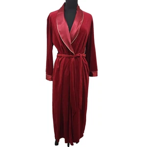 Vintage Jones New York Samt Morgenmantel weinrot Taille zum Binden volle Länge Maxi Damen L/XL - Bild 1 von 23