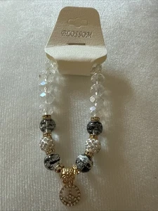 Weiß/grau klar erweiterbares Armband mit Goldplattierung Neu mit Etikett - Bild 1 von 7