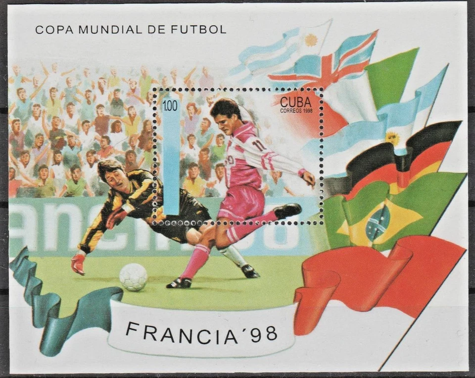 (21) SUDAMÉRICA - HOJA RECUERDO FÚTBOL COPA MUNDIAL 1998. SCOTT 3001. MNH Foto 1 de 1