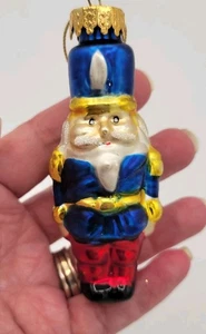 VTG  Glass Look Nutcracker Santa Christmas Ornament - Picture 1 of 6