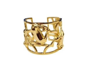 KENNETH JAY LANE, HINGED GOLD CUFF BRACELETS WITH FROG ACCENTS - Bild 1 von 2