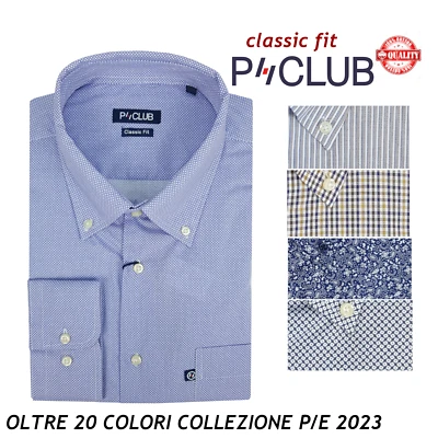 Camicia da Uomo 100 cotone manica lunga classica elegante taschino xxl xxxl m l - Immagine 1 di 2
