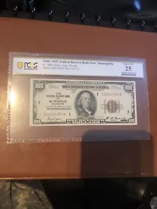 1929 $100 FEDERAL RESERVE BANKNOTE MINNEAPOLIS PCGS VF25 - Picture 1 of 3