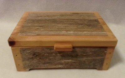 HANDCRAFTED SOLID UNFINISHED WOOD KEEPSAKE/TRINKET BOX - 3 Handles, Footed Base - Image 1 of 4