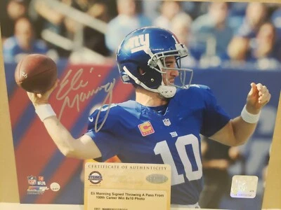 ELI MANNING Gorgeous Auto Signed GIANTS 8x10 photo w/ Steiner and NFL COA  - Image 1 of 4