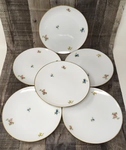 Okura Japan Luncheon Salad 7.5" Plates - Flowers Gold Colored Trim - Set of 6 - Picture 1 of 5