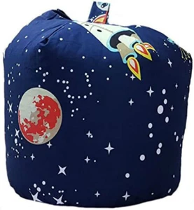 Space Navy Rockets Stars Filled Bean Bag Room Accessory - Picture 1 of 1