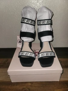 Juicy Couture Glissa Womens Black & White Block Heels 4.75" Sexy Sandals Sz 10M - Picture 1 of 4