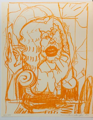 Claus Weidensdorfer: Offsetlithographie "Sängerin" handsign. 45/100 Ex. dat.1982 - Bild 1 von 3