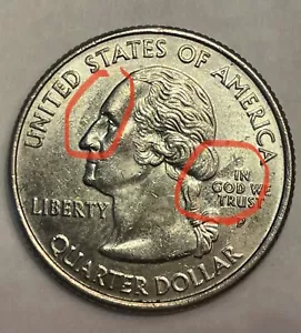 2007 Washington Field Restricted Strike Through 25c Cent Philadelphia Mint Coin - Picture 1 of 16