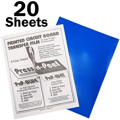 20 Sheets Press-n-Peel Blue PCB Transfer Film, Printable A4 Size - Image 1 of 2