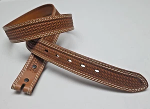 Vintage Ranger Belt Co. Tooled Leather Belt Brown Double Stitch Western Size 40 - Picture 1 of 9