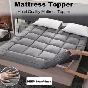 Hotel Quality Mattress Topper 10cm Deep Thick Single Double King Super All Sizes - Picture 1 of 35