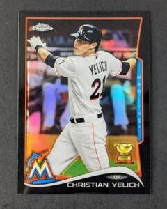 Christian Yelich 2014 Topps Chrome #215 Black Refractor /100 Rookie Cup