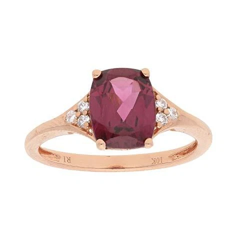 Gin and Grace Laylah 10K Rose Gold Cushion-Cut Madagascar Rhodolite Ring 2.50tcw - Image 1 of 1