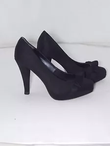 Estrada Scarpe Donna Taglia 38 Nero Decollete In Pelle Scamosciata Tacco 11 Cm - Imagen 1 de 12