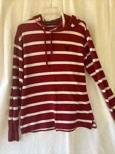 Felpa termica American Eagle vintage fit taglia large rossa con righe bianche - Foto 1 di 8
