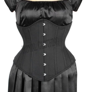 26 Double Steel Boned Heavy Duty body shaper Under bust black Corset - Picture 1 of 4