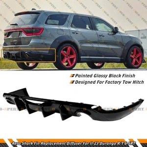 V2 GLOSSY BLACK SHARK FIN REAR BUMPER DIFFUSER FOR 2011-24 DODGE DURANGO R/T SRT - Picture 1 of 8