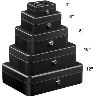 Metal Cash Box Money Bank Deposit Steel Tin Security Safe Petty Key Lockable - Image 1 of 4